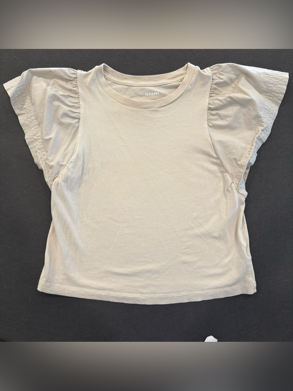 Old Navy Cream Mixed Media Puff-Sleeve Short Sleeve Tee
